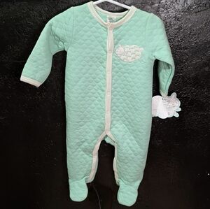 Little Beginnings Lamb Button Down One Piece Outfit 3-6 Months Mint Foodies